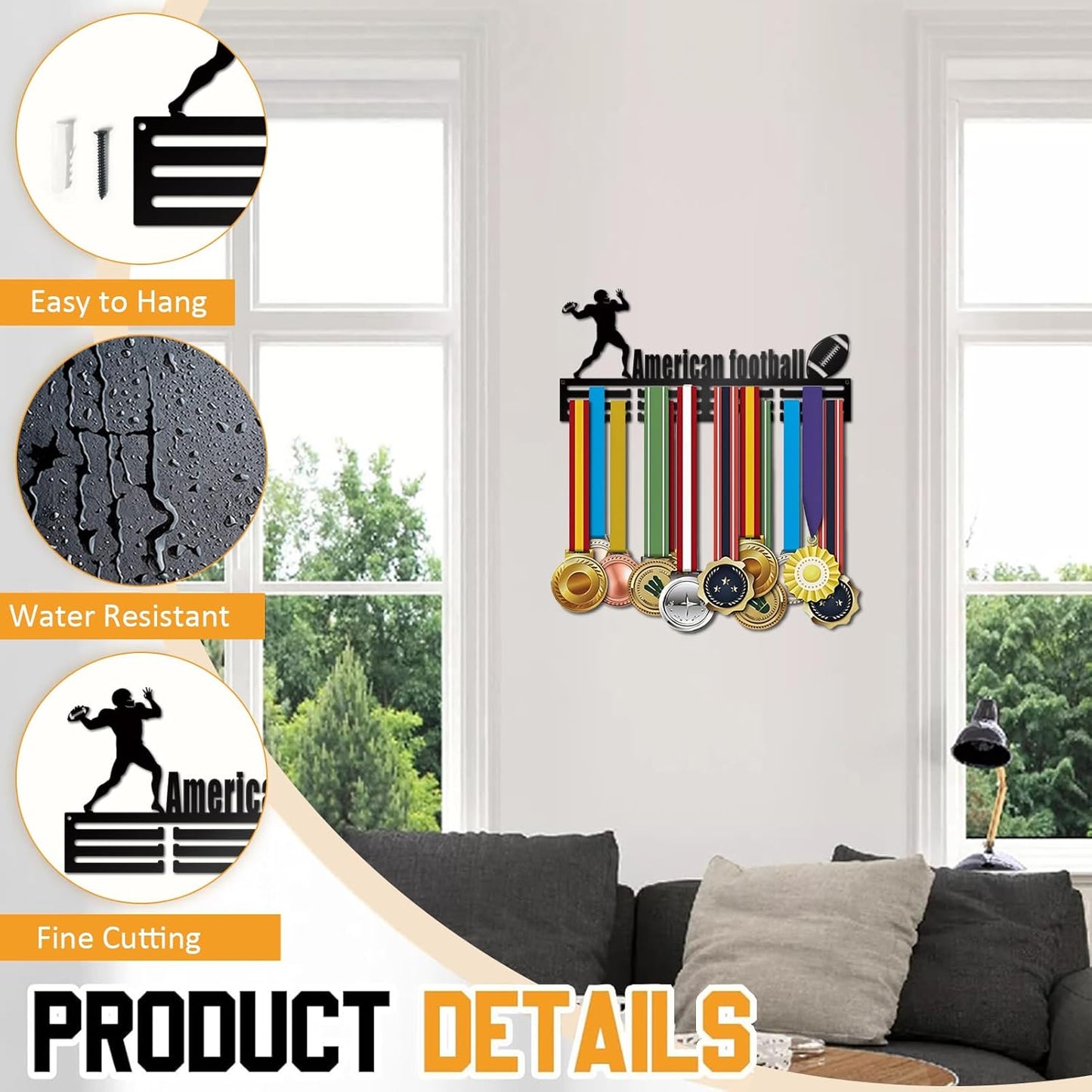 Resama Medal Hanger - Wall Rack Display for 60 Awards & Ribbons | Perfect for Soccer & Gymnastics
