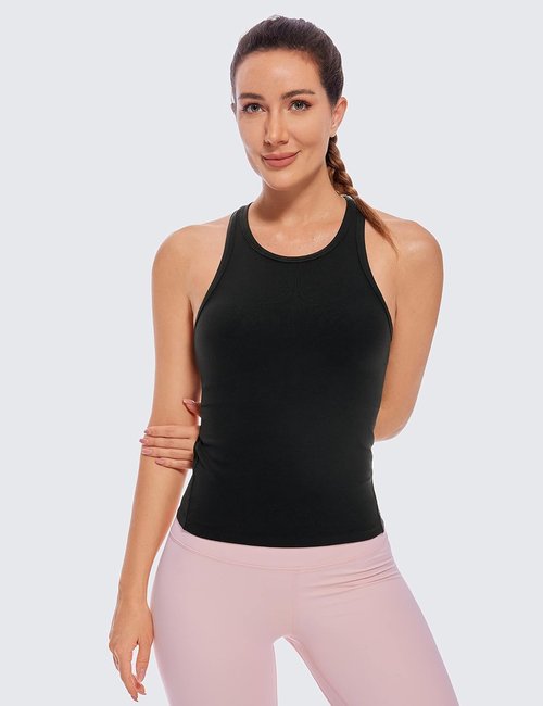 CRZ YOGA High Neck Butterluxe Tank Top for Women - Comfortable Racerback Gym Camisole