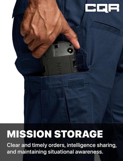 CQR Men's Tactical Pants - Lightweight Water-Resistant Ripstop Cargo Pants for Hiking & Work