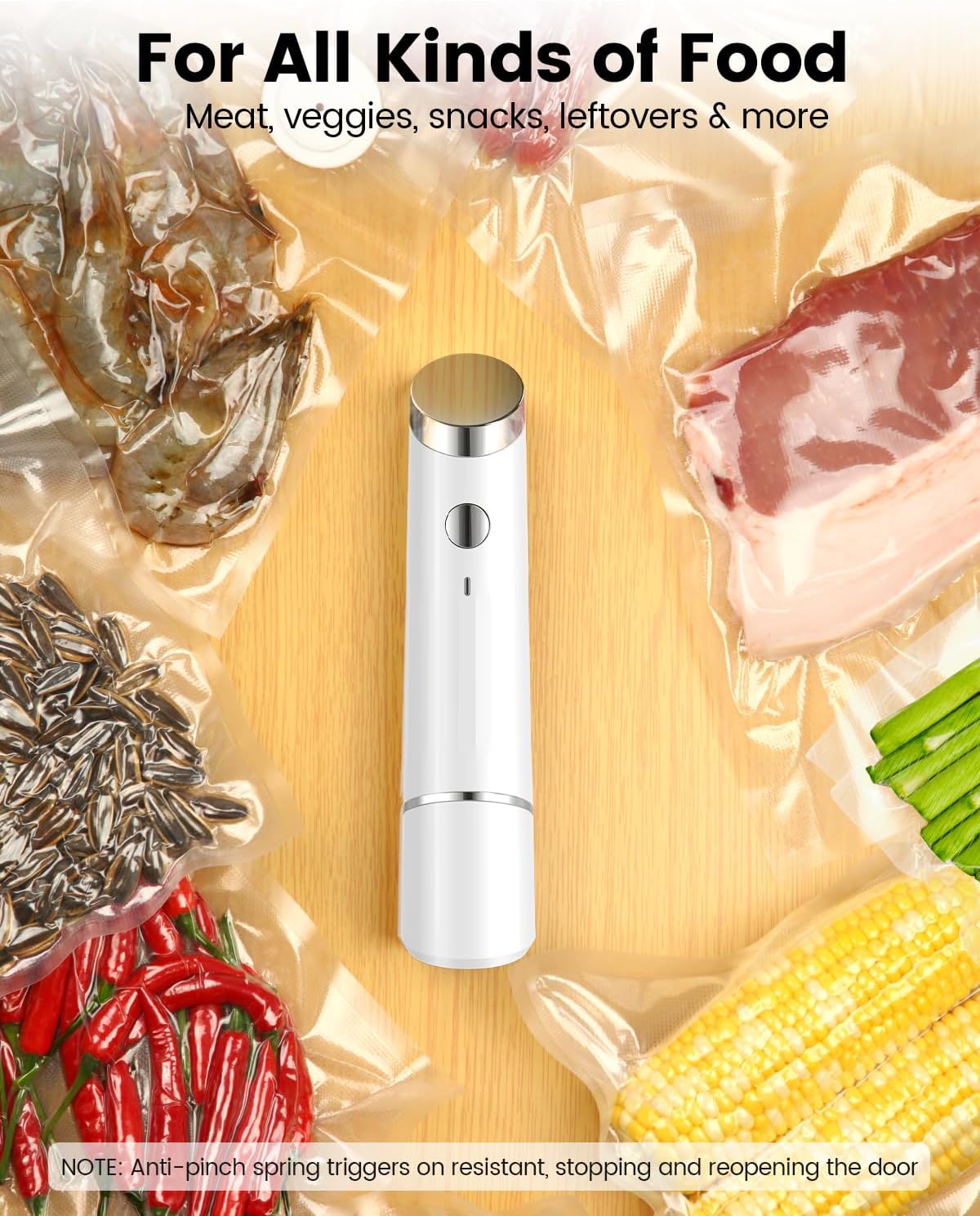 Skiennix Portable Vacuum Sealer - Powerful Handheld Food Sealer with 30 Reusable Bags | Cordless & Compact