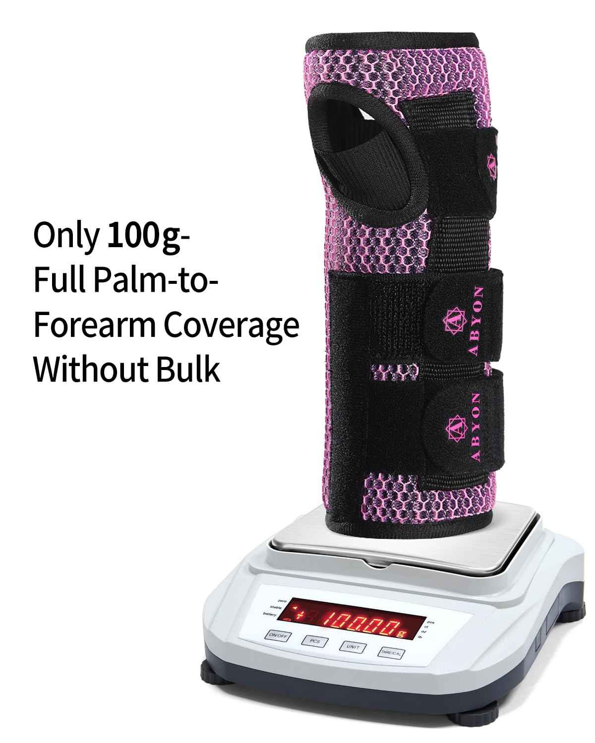 ABYON Carpal Tunnel Wrist Brace Night Support – Wrist Splint for Pain Relief, Tendonitis, Arthritis, Sprains – Lightweight, Breathable Padded Hand Brace for Men & Women,Right Hand (Large, Black/Pink)