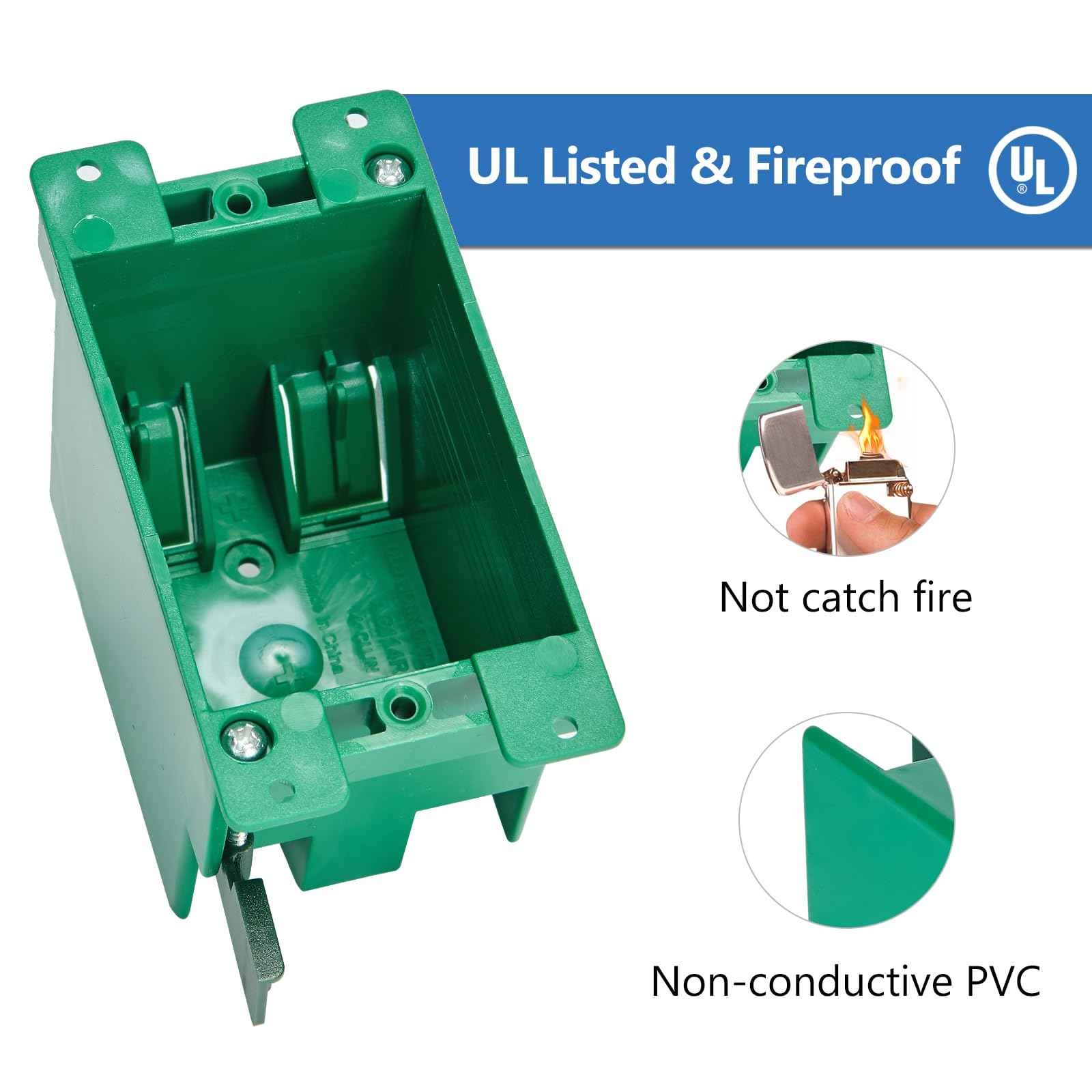 CycevSun 6 Pack Electrical Outlet Box Old Work 1 Gang, Plastic Remodel Drywall Junction Boxes, UL Listed