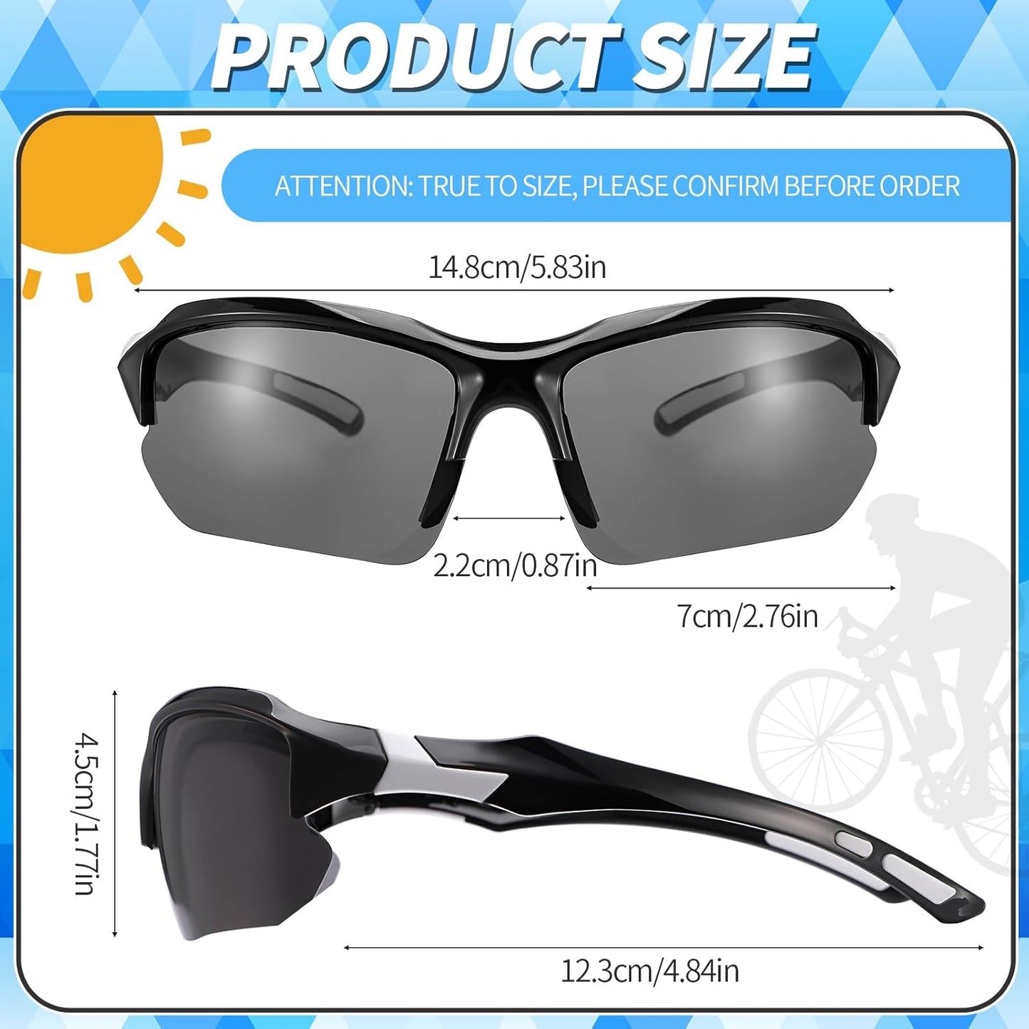 Skiennix Polarized Sports Sunglasses - UV Protection & Lightweight Wraparound Design | 4 Pack