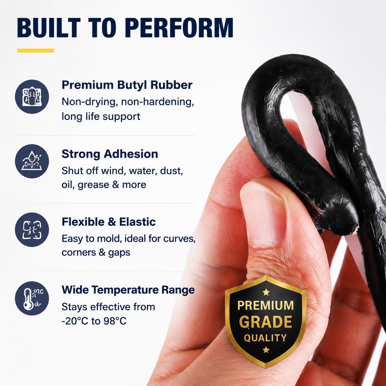 LLPT Butyl Sealant Rope Tape Diameter 3/8" x 16.5 Feet 1 Pack
