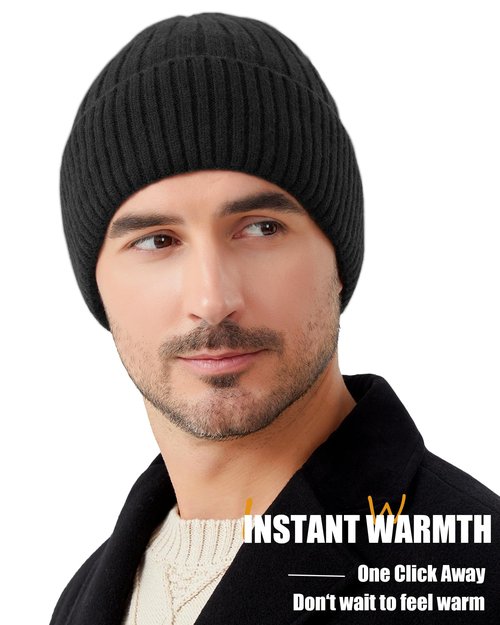 choshion Winter Beanie Hat for Men Women,Fleece Lined Fisherman Beanies,Cold Weather Thick Warm Knit Cuffed Skull Cap