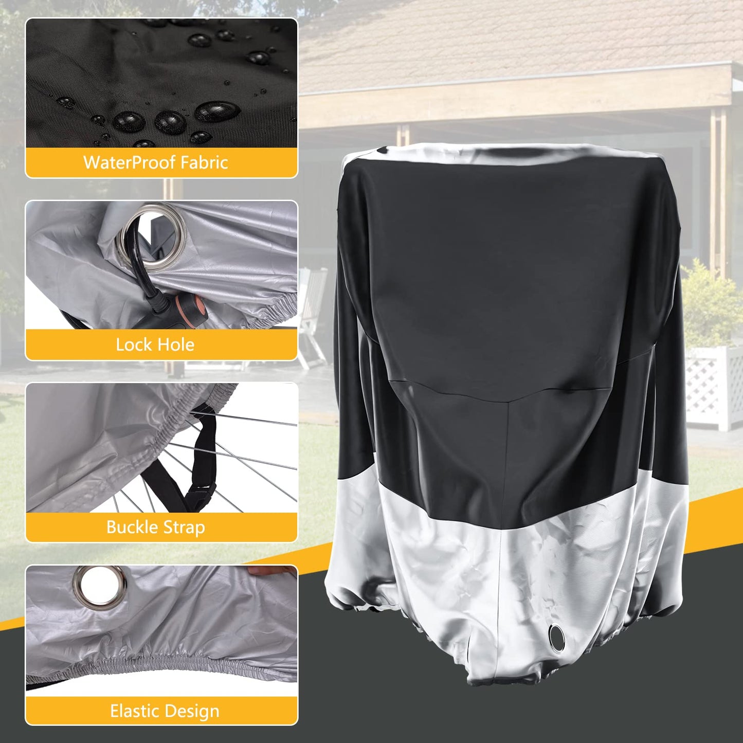 MOONCOOL Adult Tricycle Cover Trike Cover, 3 Wheeled Bicycle Bike Cover for Outdoor Storage Waterproof, Dust Wind Proof for Bikes