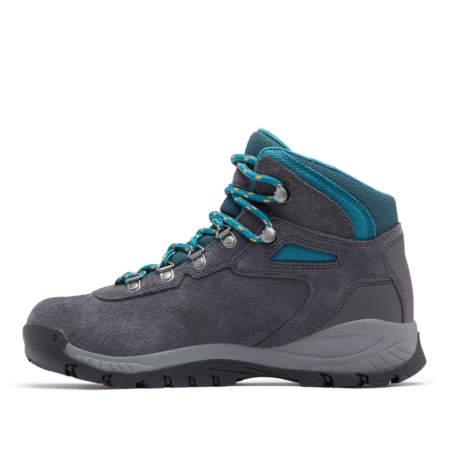 Columbia Womens Newton Ridge Plus Waterproof Amped, Shark/River Blue, 6.5 Wide