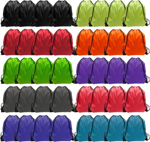 GoodtoU Drawstring Bags - 40 Pack Lightweight Nylon Cinch Backpacks for Kids & Adults | Perfect for School, Gym, and Events