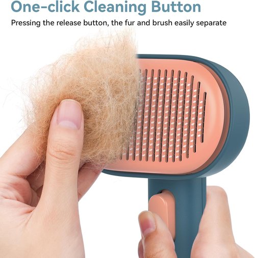 Aumuca Self-Cleaning Slicker Brush - Gentle Pet Grooming Tool for Dogs & Cats | Efficient Hair Remover