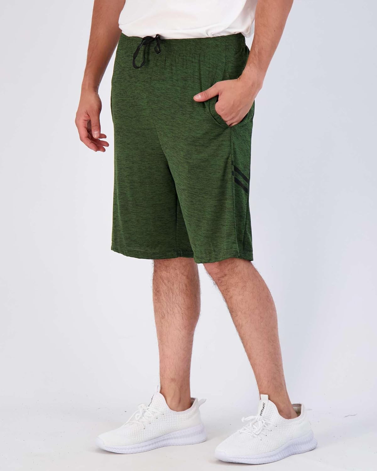 Real Essentials Men's Dry-Fit 9" Shorts - 5 Pack for Gym, Basketball, Running & Casual Wear