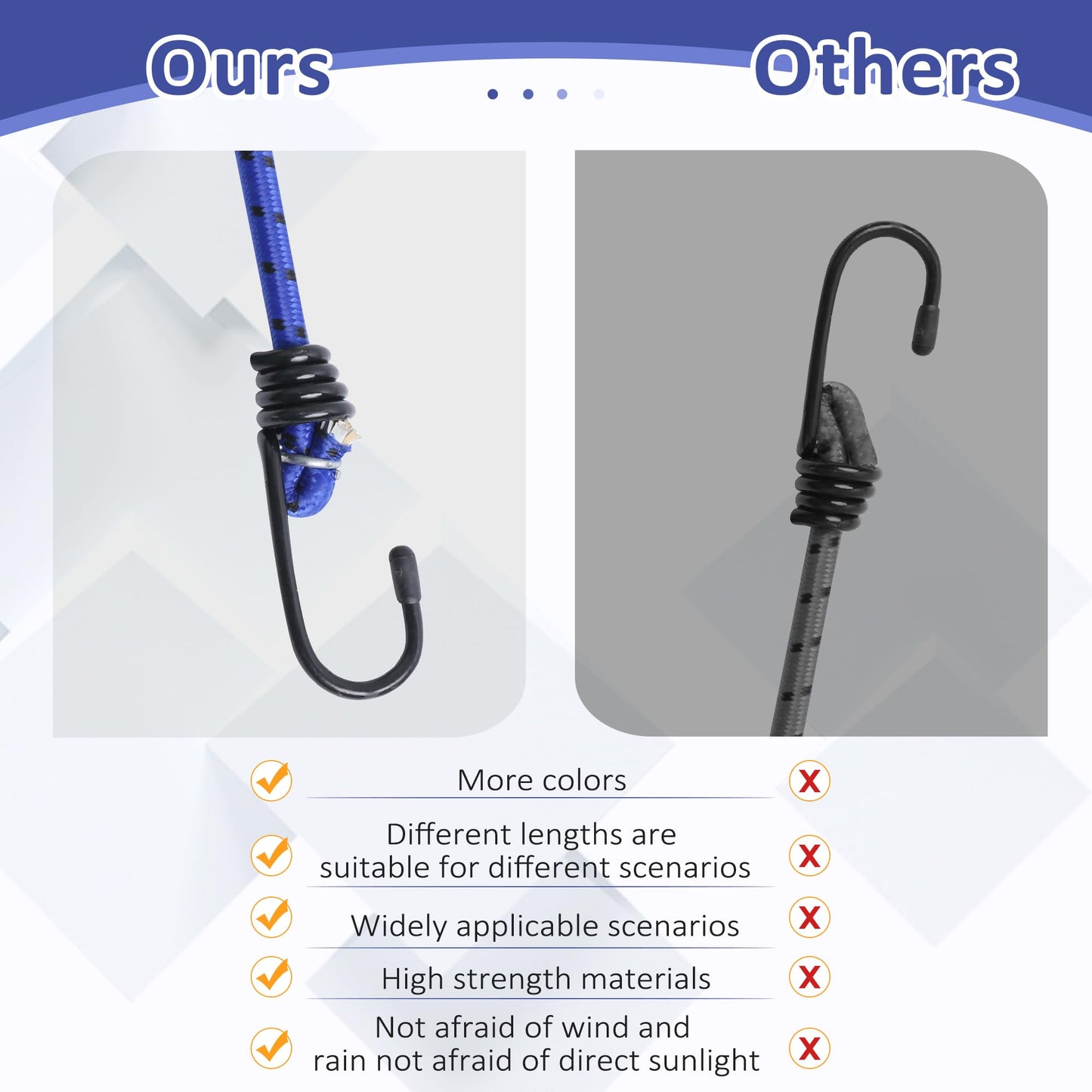 Roadtofree 8 Pack Bungee Cords with Hooks,Elastic Bungee Straps,Includes 40",32", 24", 16",Heavy Duty Outdoor Bungie Straps to Packing for Tent,Camping,Fastening Items,Storing Packages