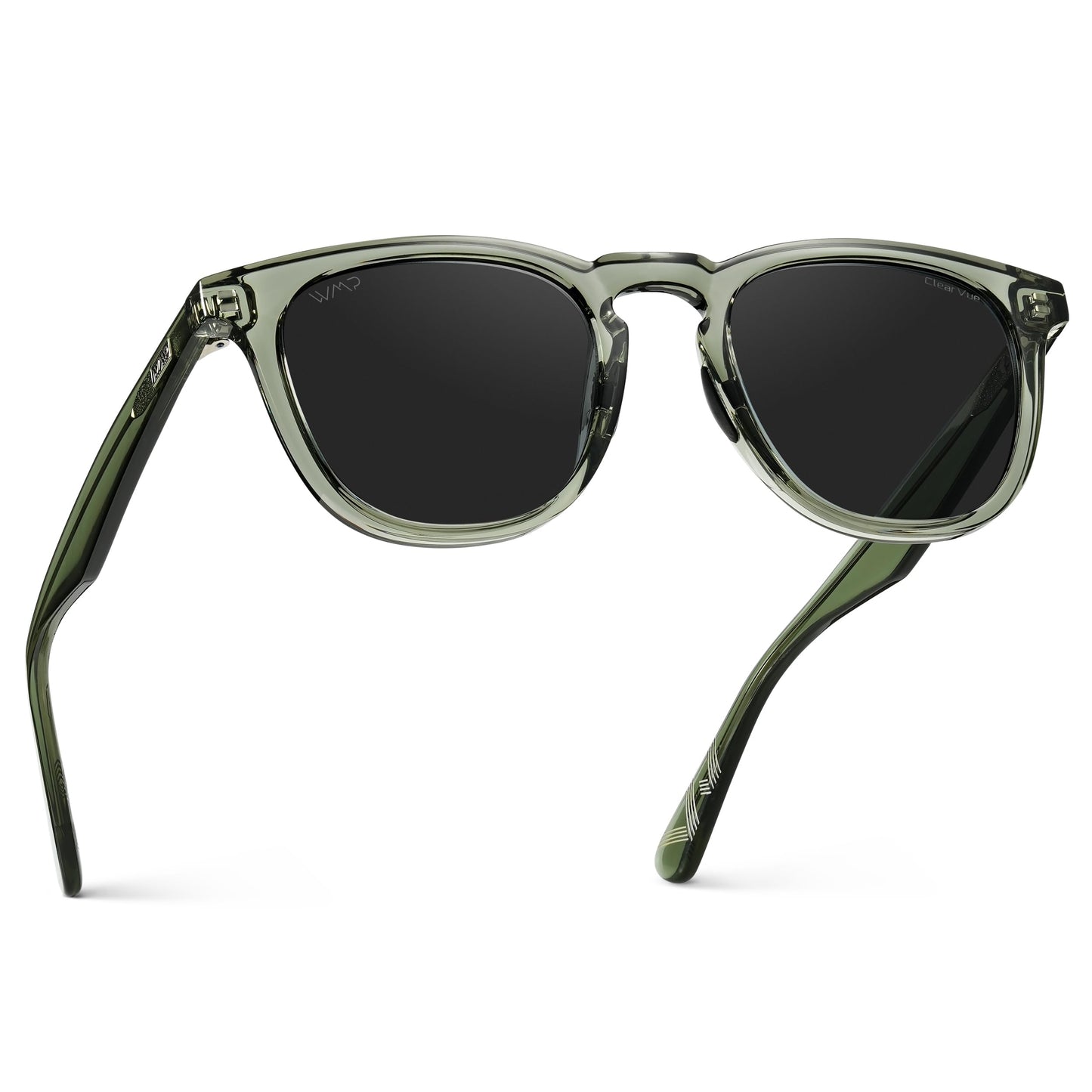 WearMe Pro WMP Eyewear – Men’s Polarized Sport & Golf Sunglasses: Round Frame, Anti-Reflective Lenses, Non-Slip Nose Pads, Lightweight (Crystal Agave Frame/Black Lens)