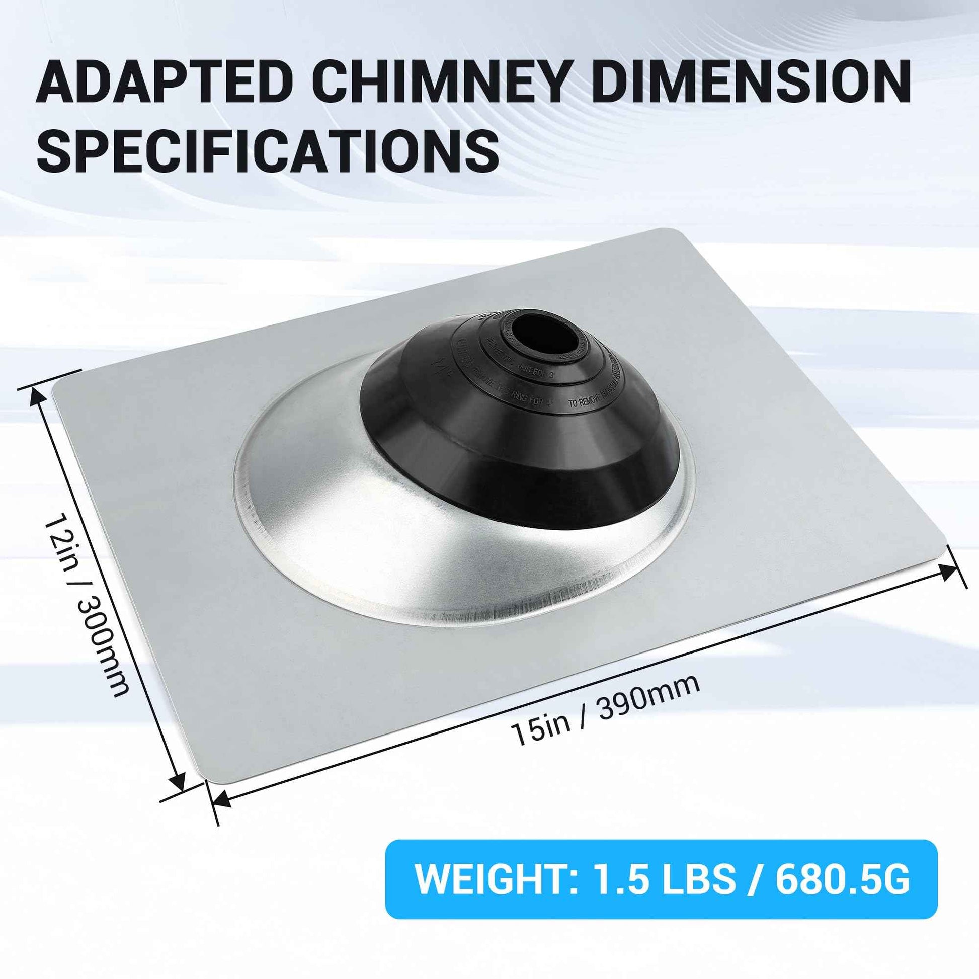 Aothotop Metal Roof Pipe Flashing, Base 12" W x 15" L Roof Flashing, Pipe OD 1.5"-4", Silicone Pipe Flashing Boot, High Temp Flexible Roof Pipe Boot