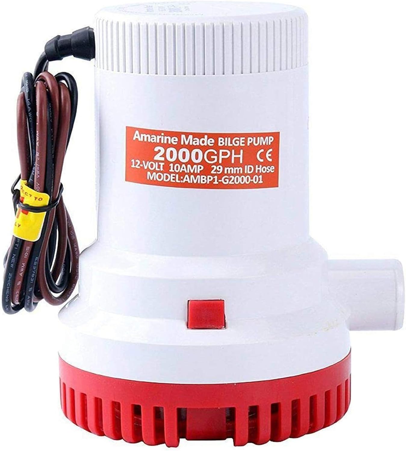 Amarine Made 2000 GPH Submersible Bilge Pump - 12V Electric Boat Plumbing | 1-1/8" Outlet, 8.5A