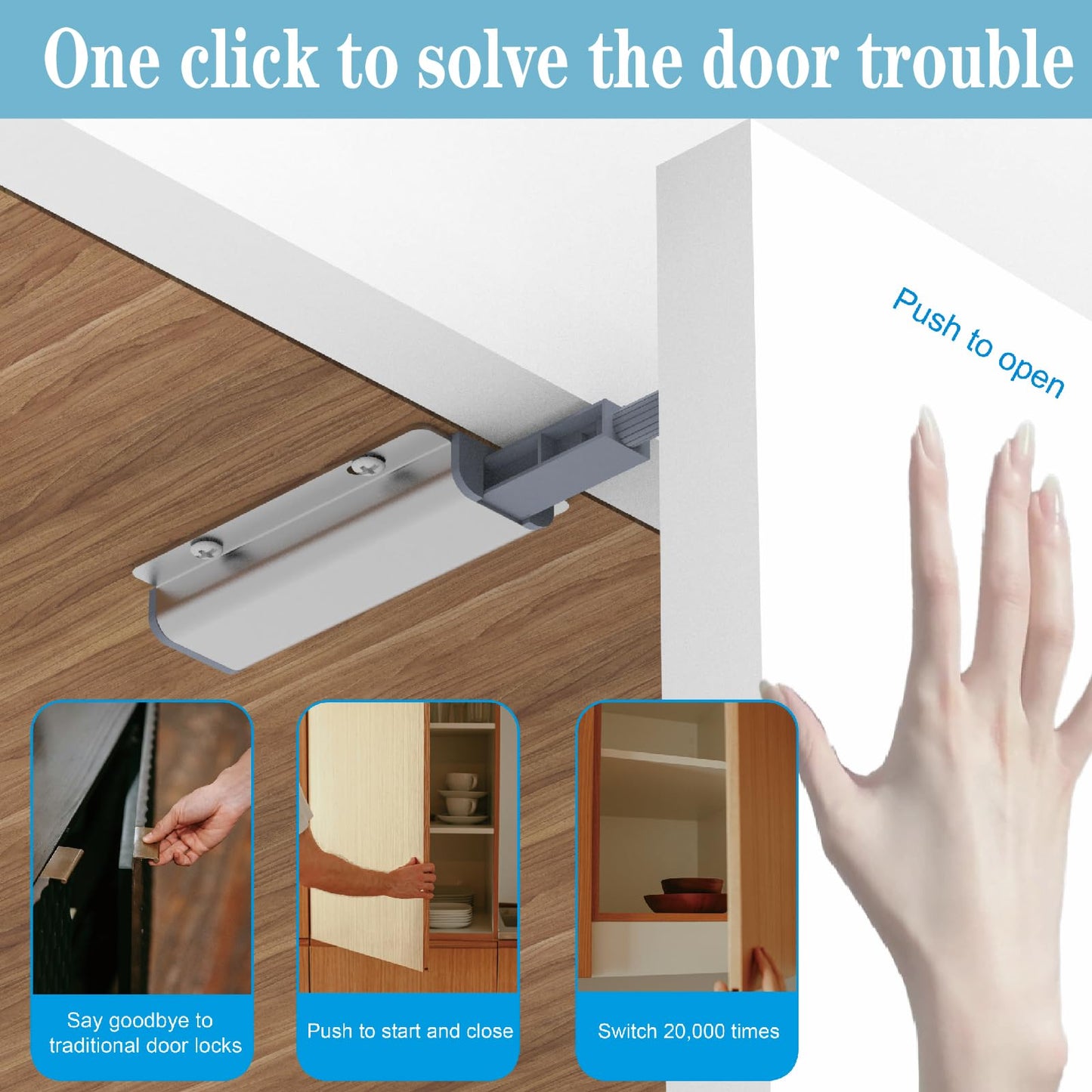 Push to Open Door Latch for Cabinet Door 2 Pack Magnetic Push to Open Cabinet Hardware Heavy Duty Touch Latch for Closet Kitchen Doors Cabinets Drawers Wardrobes