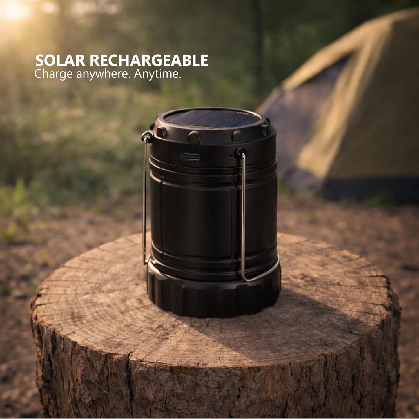 Skiennix Solar & Rechargeable LED Camping Lantern - Waterproof, Bright, Portable with Power Bank & Magnetic Base