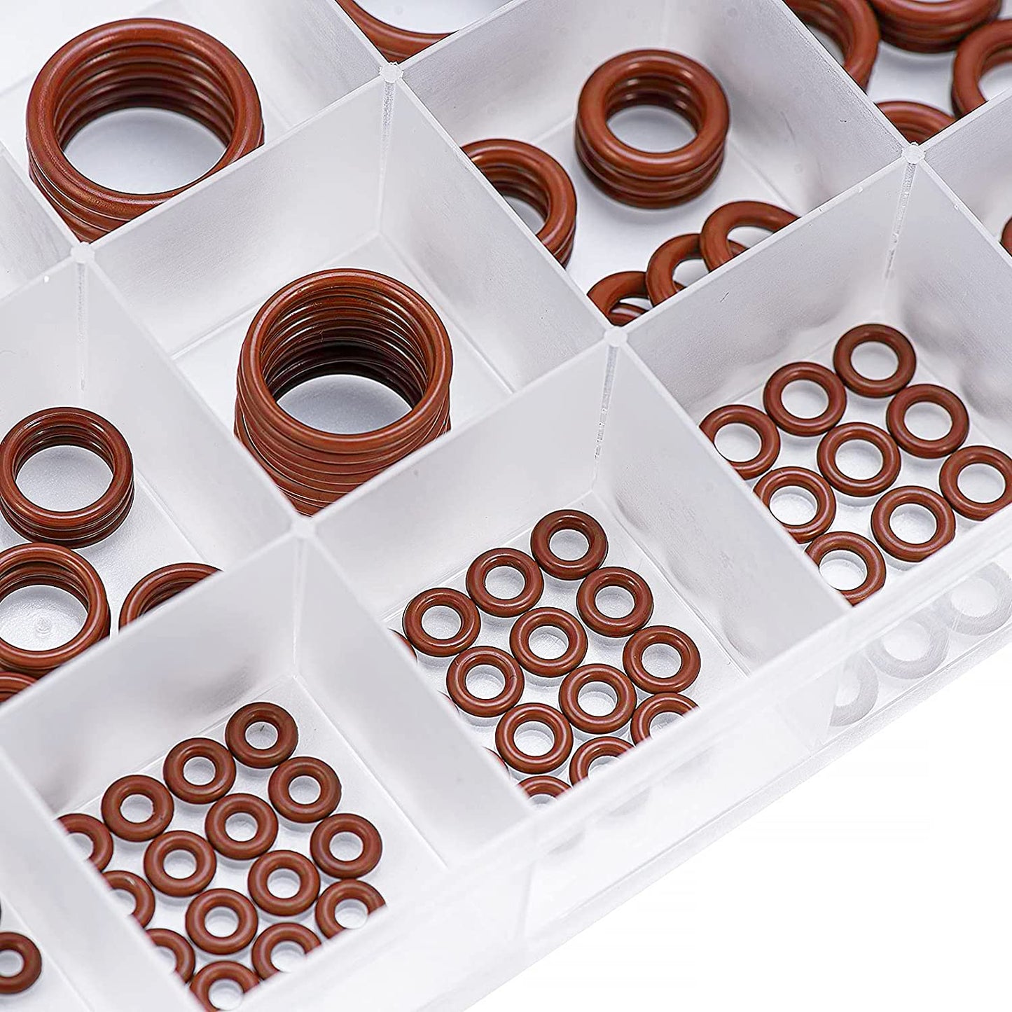 BUSY-CORNER 185 Pieces FKM Brown O-Ring Kit,75A Durometer,18 Kind AS-568 Standard Sizes,ID 2.57mm-20.22mm Thickness 1.78mm 2.62mm 3.53mm