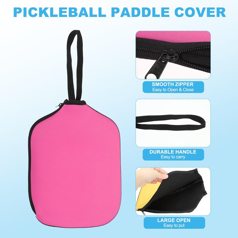PATIKIL Pickleball Paddle Cover Universal 11.8x8.6 Inch, Neoprene Pickleball Racket Sleeve Paddle Storage Bag with Carrying Strap for Pickleball Paddles,Dark Pink