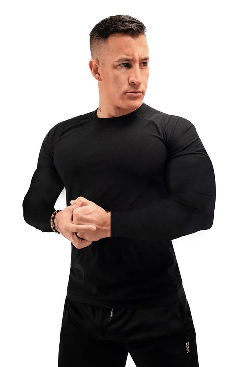 FUXERT Sauna Shirt for Men Long Sleeve Sauna Suit Heat Trapping Workout Shirts Sweat Enhance Vest for Workout Sports(BK XL)