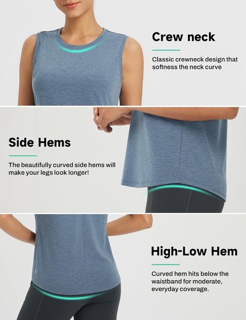Baleaf Women's High Neck Open Back Workout Tank Top - Loose Fit Athletic Yoga Shirt