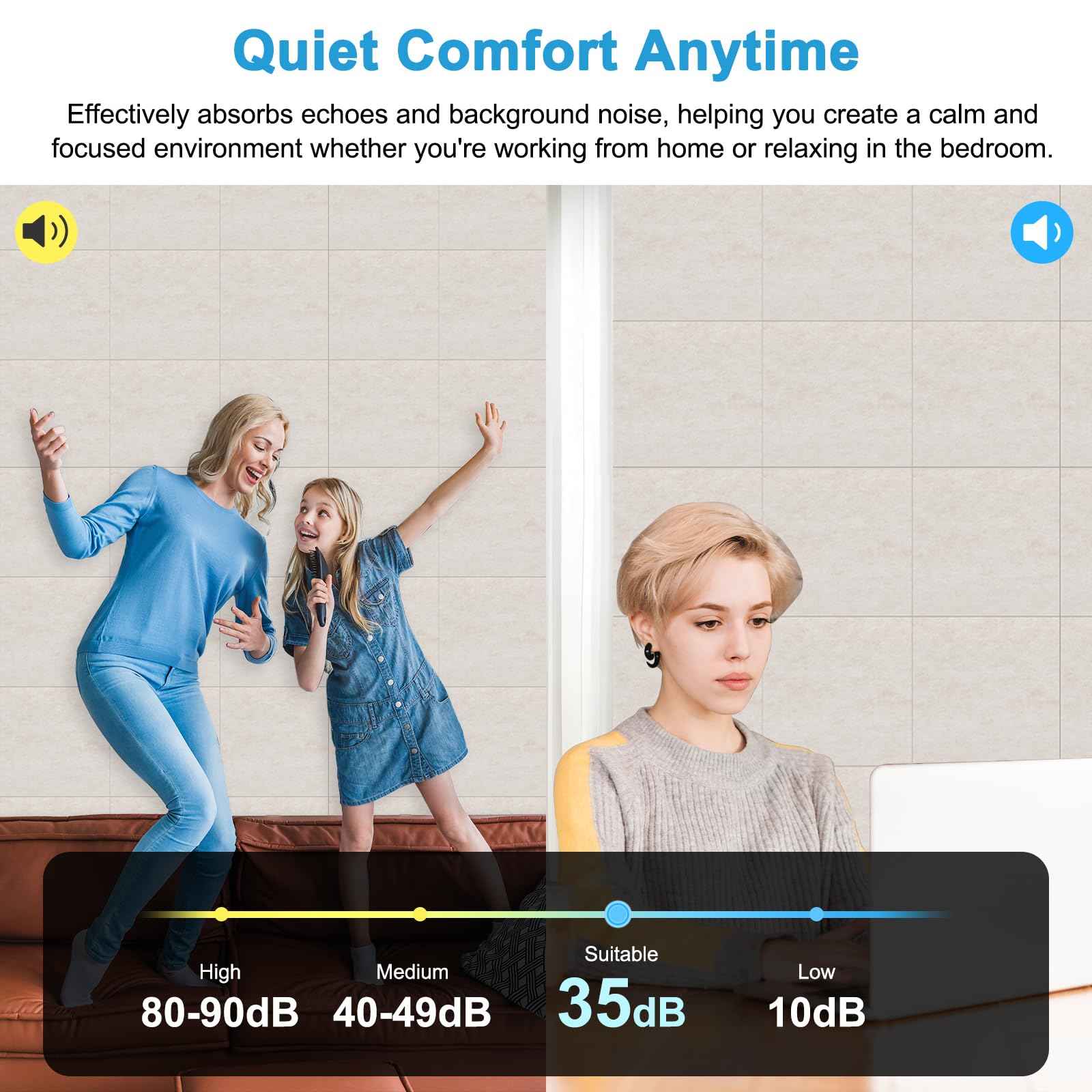 DOLLAR BOSS Felt Acoustic Panels 24-Pack 12''x 12'' High Density Soundproof Panels for Walls, Noise Reducing Sound Absorbing Tiles for Studio Recording Office Home Door Ceiling, Beige