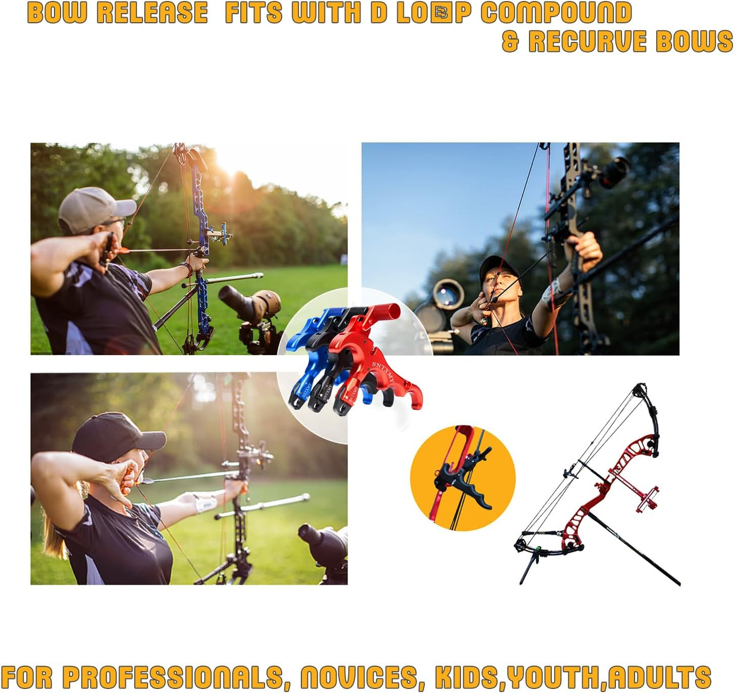 SNTXMY Compound Bow Release - Precision Archery Trigger with Ergonomic Thumb Grip | Adjustable Size