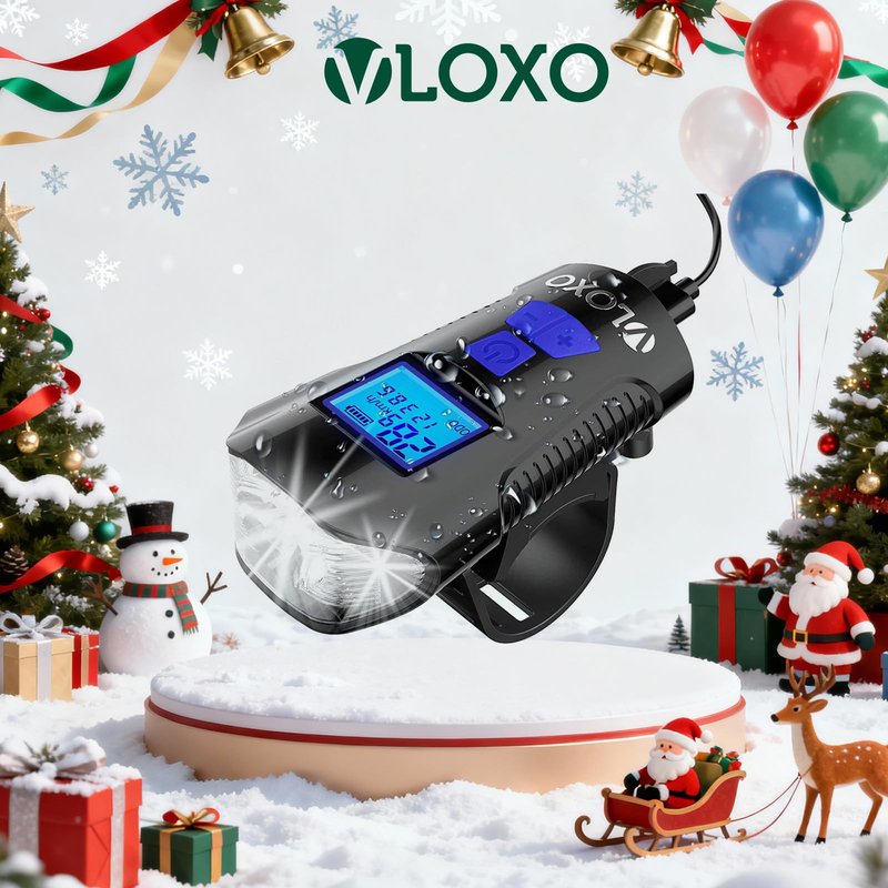 VLOXO Bike Speedometer with LED Bike Light, USB Rechargeable Bicycle Computer with Loud Bike Bell (Blue)
