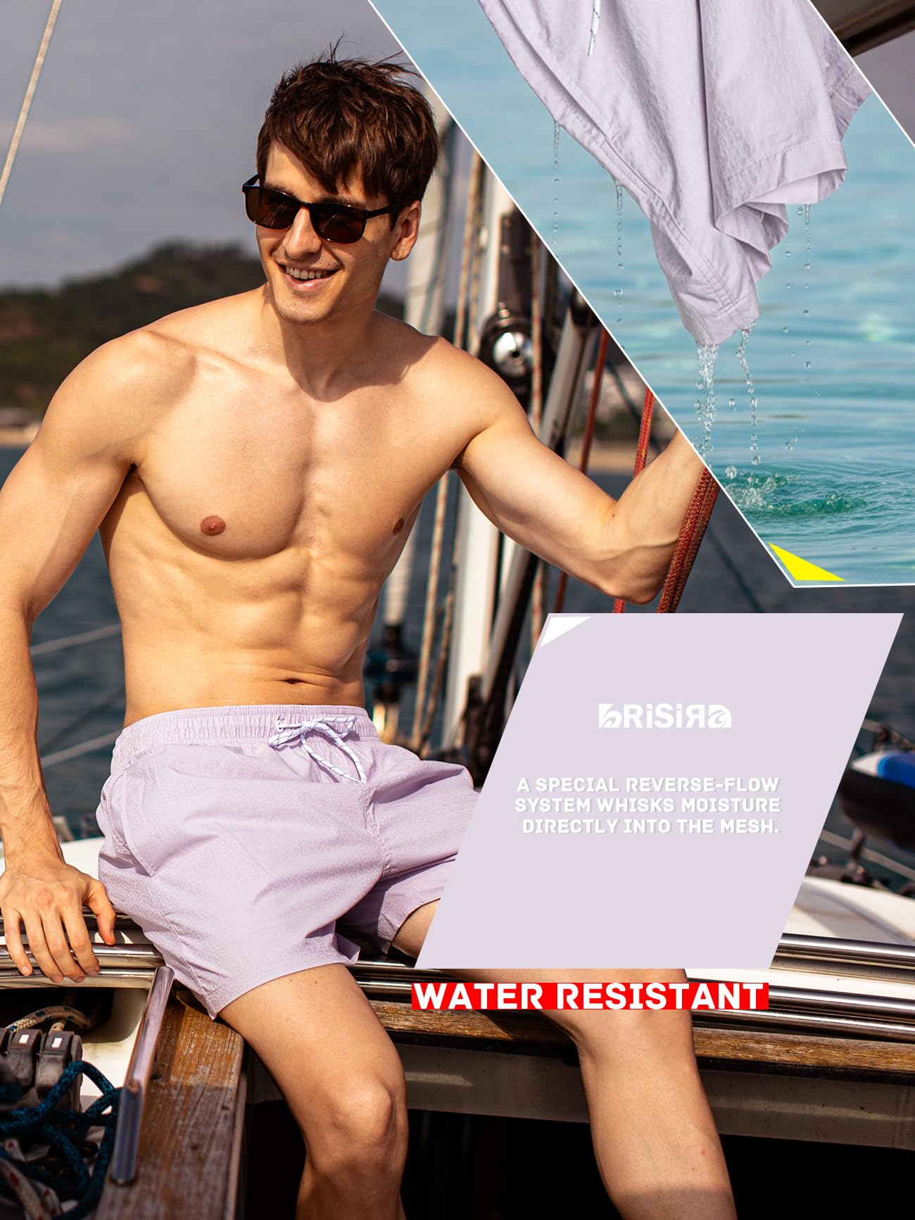 BRISIRA Mens Swim Trunks 5" Textured Ribbed & Leopard Bathing Suit Compression Liner Board Shorts Beach Swimsuit Quick Dry