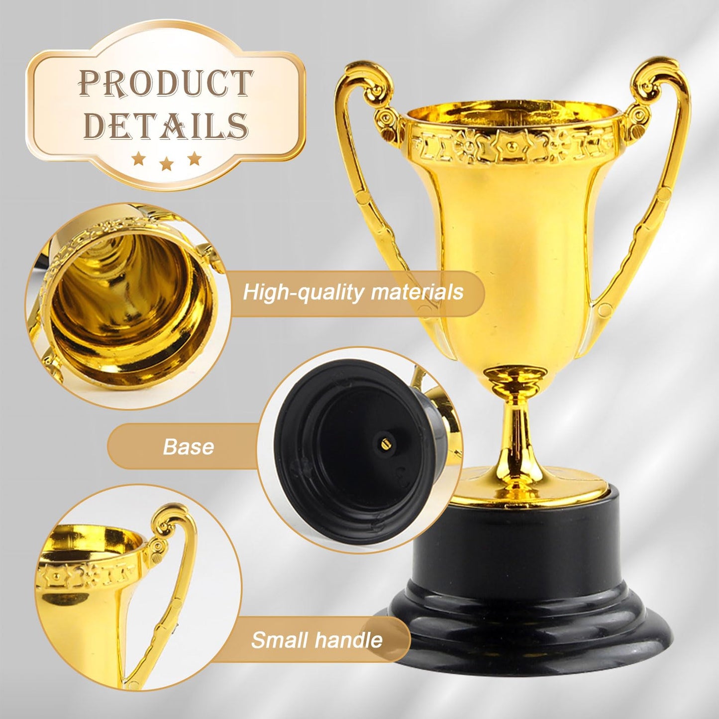 Hyuetrsa 48 PCS Mini Gold Trophy Cups, 3.4×2 Inch Plastic Gold Award Trophy Cups, Gold Participation Trophy Cup Perfect for Party Favors, Sports Competitions, Rewards, Winning Prizes