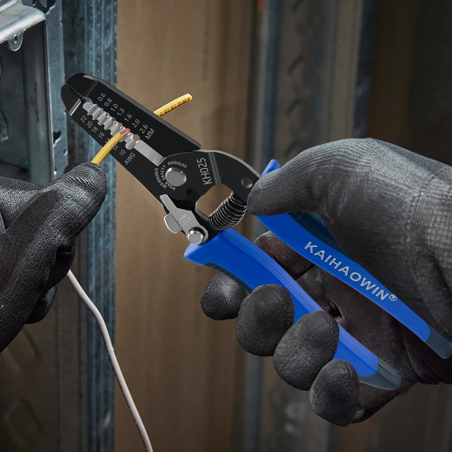 KAIHAOWIN 5 Pack Wire Stripper and Cutter with Safety Lock and Spring Loaded Professional Stripping Pliers Electrican Tool Small Gauge for 10-22 AWG Stranded Wire