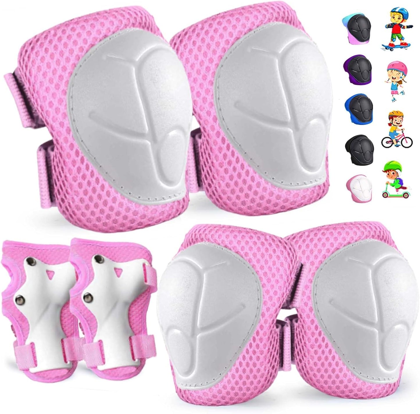 Skiennix Kids Knee and Elbow Pads Set - Adjustable Protective Gear for Ages 3-14 | Skateboarding, Cycling, and More