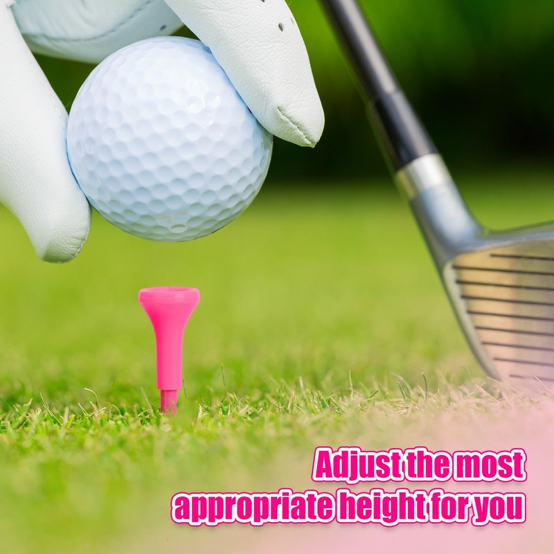 Skylety 12 Pieces Golf Range Tees Set Rubber Golf Tees for Mats Driving Range 6 Pieces for Practice Mat Mixed Size (Pink)