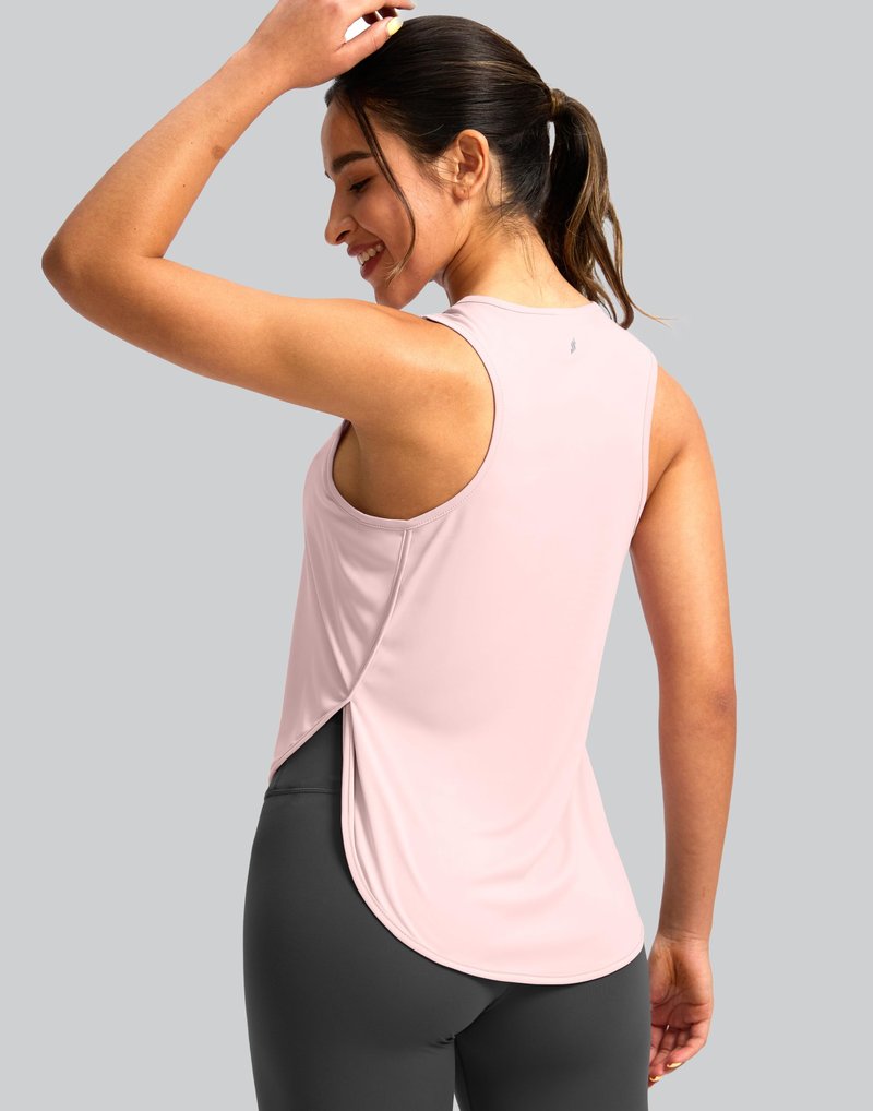 Soothfeel Women's Workout Tank Tops Racerback Sleeveless Running Tennis Shirt Loose Fit Sports Gym Exercise Yoga Athletic Top (Cornus Pink, M)