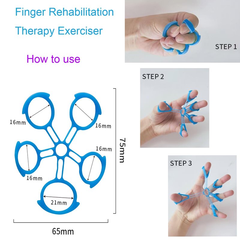 Hand Exerciser Ball and Finger Stretcher, Hand Grip Strengthener Trainer, Squeeze Balls, Wrist Pain Relief (Pink)