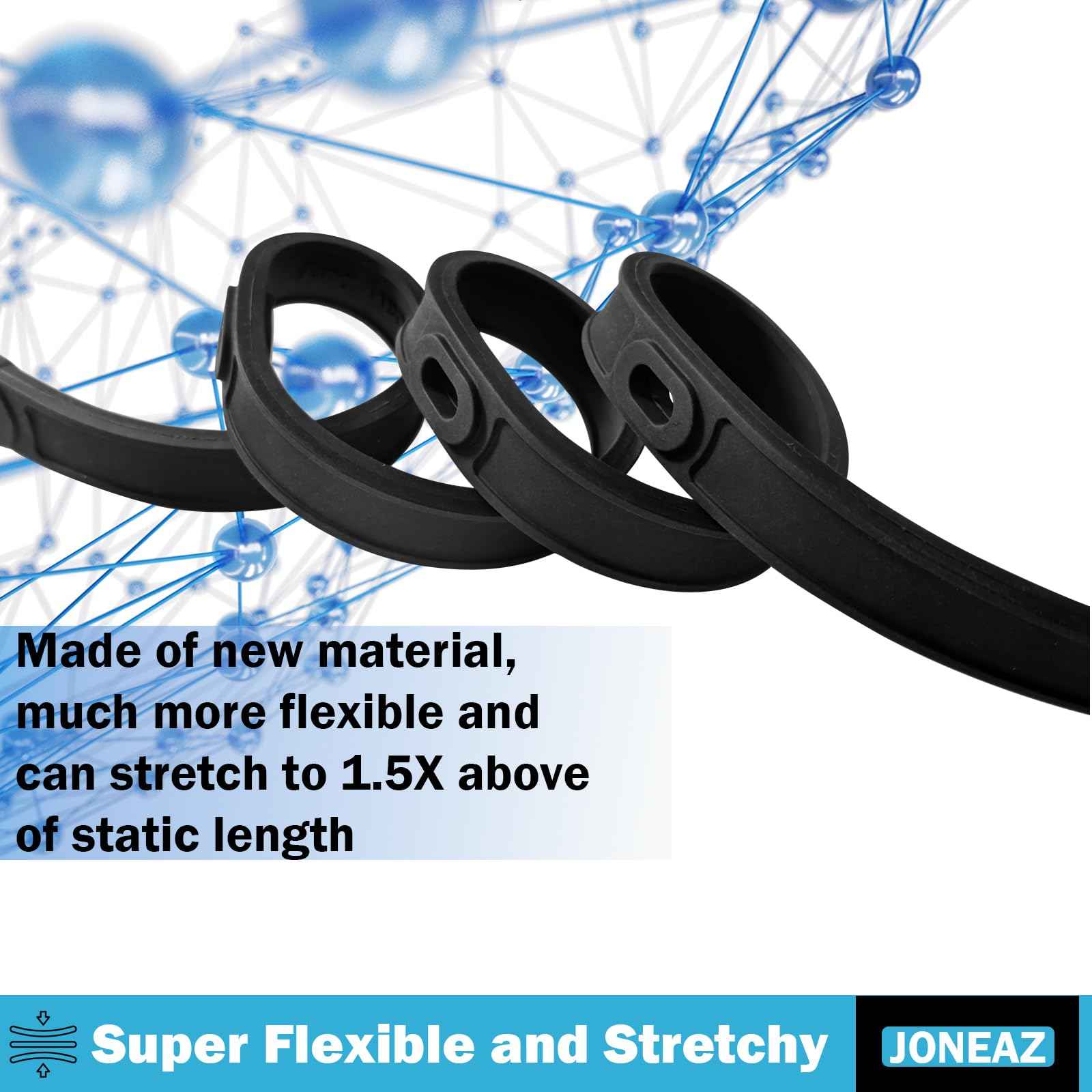 Joneaz Flat Silicone Rubber Bungee Cords with Hooks Adjustable, 36 inch, 4 Pack Heavy Duty Tie Down Straps，Above 150% Stretch