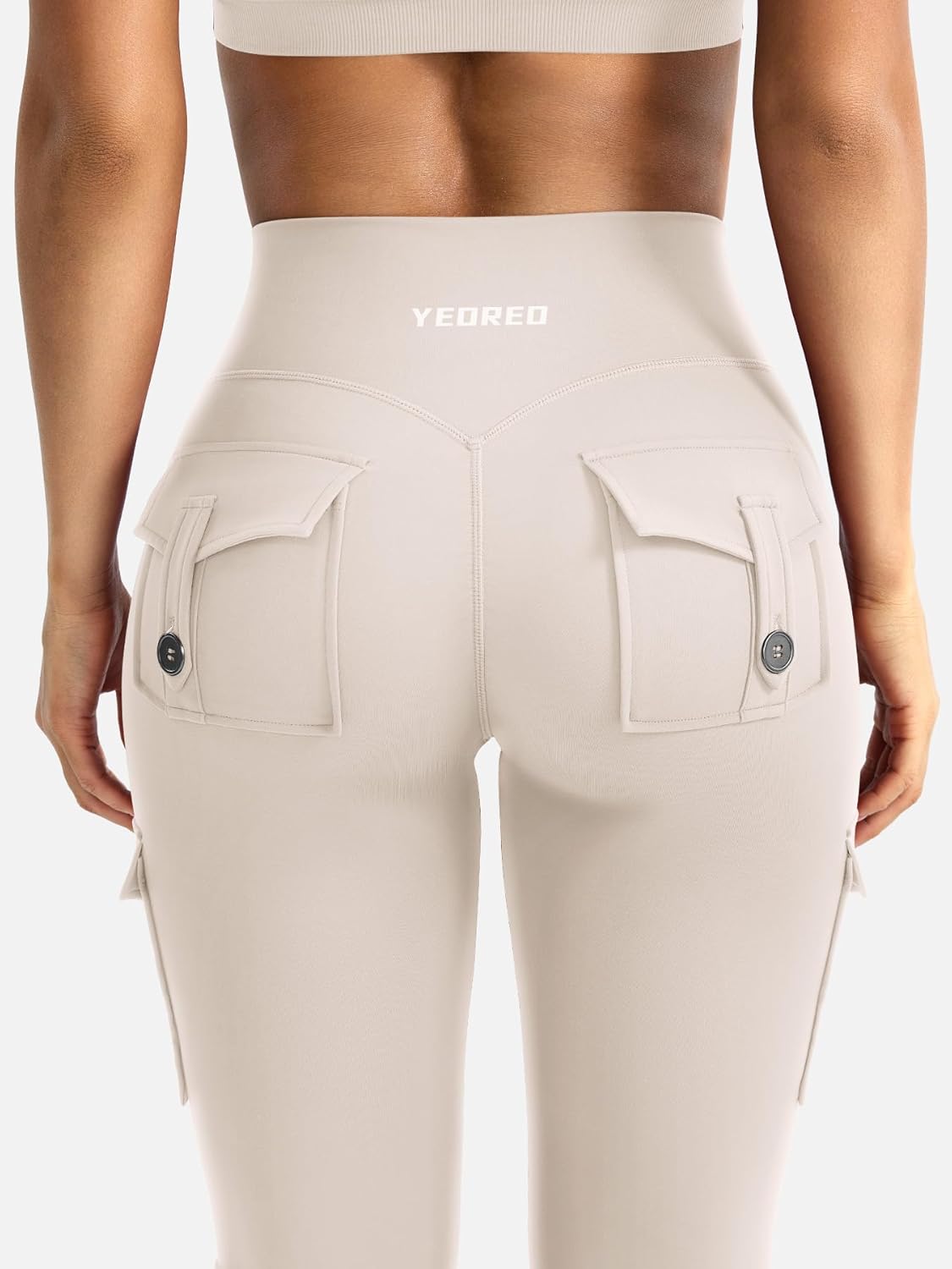 YEOREO CoreFlex Women's High-Waisted Flare Leggings - Hidden Pockets & No Front Seam, Perfect for Gym & Yoga