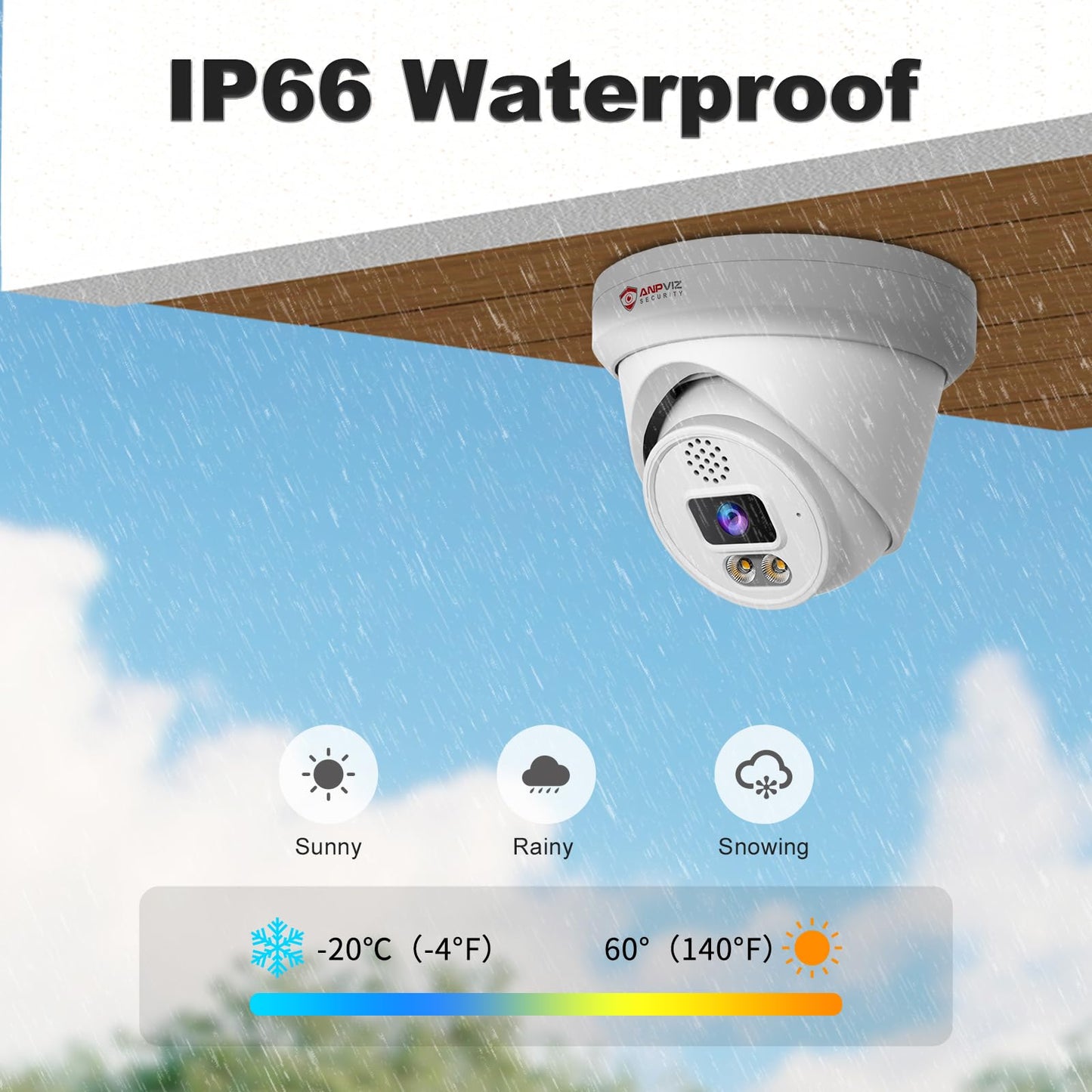Anpviz 4K POE IP Camera, 8MP(3840x2160) POE Turret Surveillance Security Camera Outdoor with Human/Vehicle Detection, 100ft Smart Color Night Vision, Up to 256GB SD Card, Built in Mic (U Series)