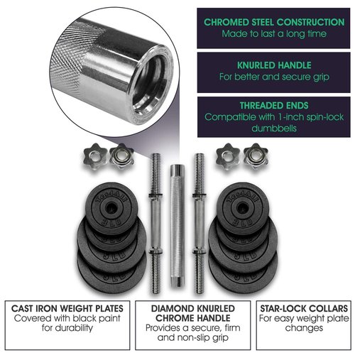 Yes4All Dumbbell Adjustable - 40lbs + Connector