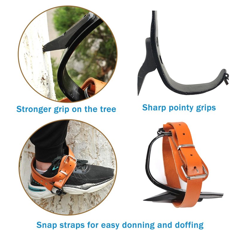 timiland Tree Climbing Gear Set,Tree Climbing Spikes,Upgraded Tree Climbing Gear with Adjustable Length Design,Tree Climbing Tool Set for Logging,Tree surgen, Hunting (Brown)