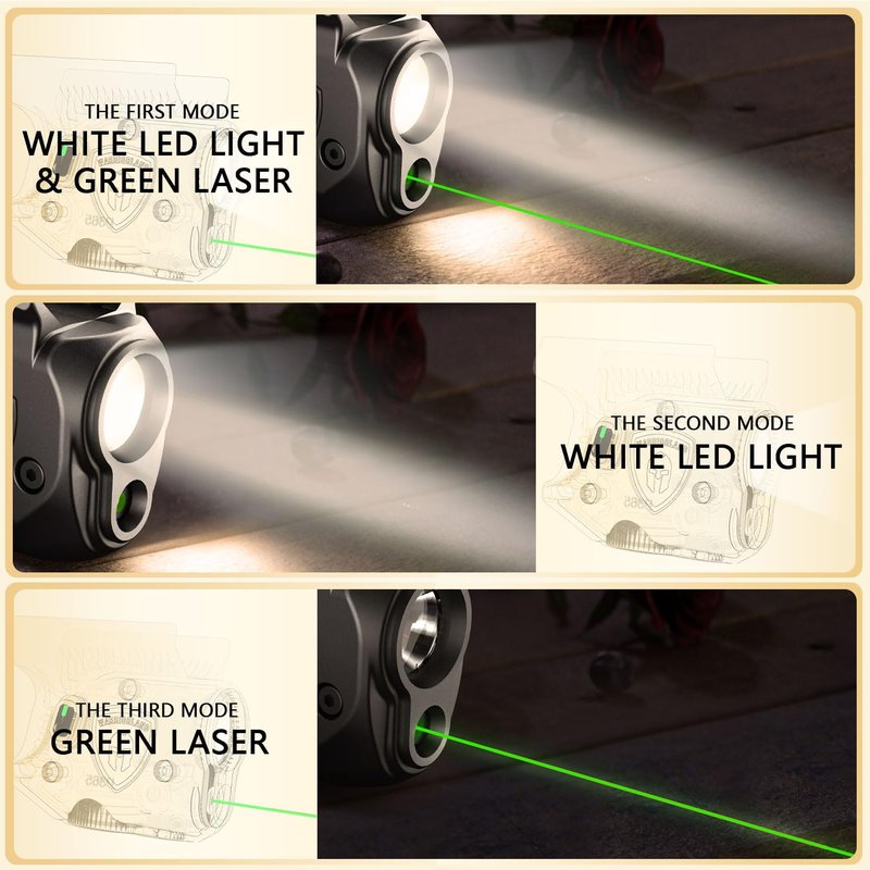 WARRIORLAND Pistol Light Laser Combo Fits Taurus G2C /G3C / G3/ PT111 G2 / PT140 G2, Compact 150-Lumen Trigger & Rail Mounted Tactical Weapon Light, Green Laser & White LED Flashlight, SLL-101G