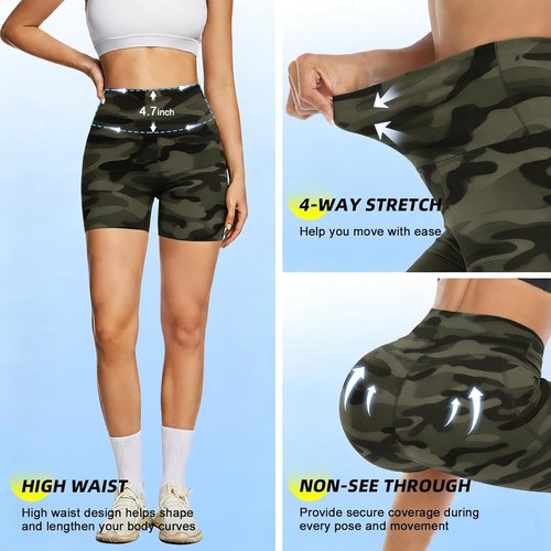 FULLSOFT High Waisted Biker Shorts for Women - Tummy Control Fitness & Yoga Gym Shorts