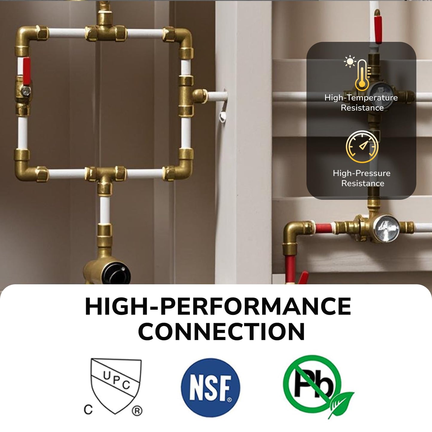 KAINGA 1/2" Check Valve Push-Fit, Push to Connect Brass Plumbing Fitting for Copper, CPVC, PEX Pipes, With Upgraded Stiffener, Disconnect Clip Included, NSF & UPC Certified