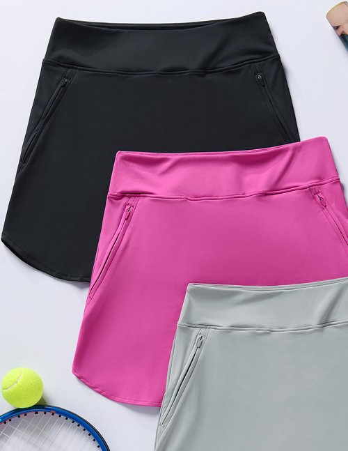 3 Pack Women’s Active Skorts with Pockets High Waist Athletic Skirts with Built-in Shorts for Tennis Golf Workout (Set 4, Large)