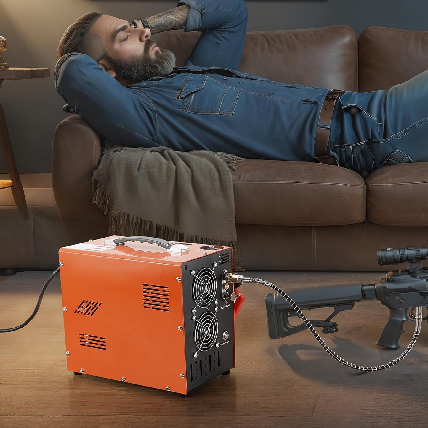 VEVOR PCP Air Compressor - 4500PSI Portable Airgun Compressor with Auto-Stop | DC12V/AC120V | Oil & Water-Free