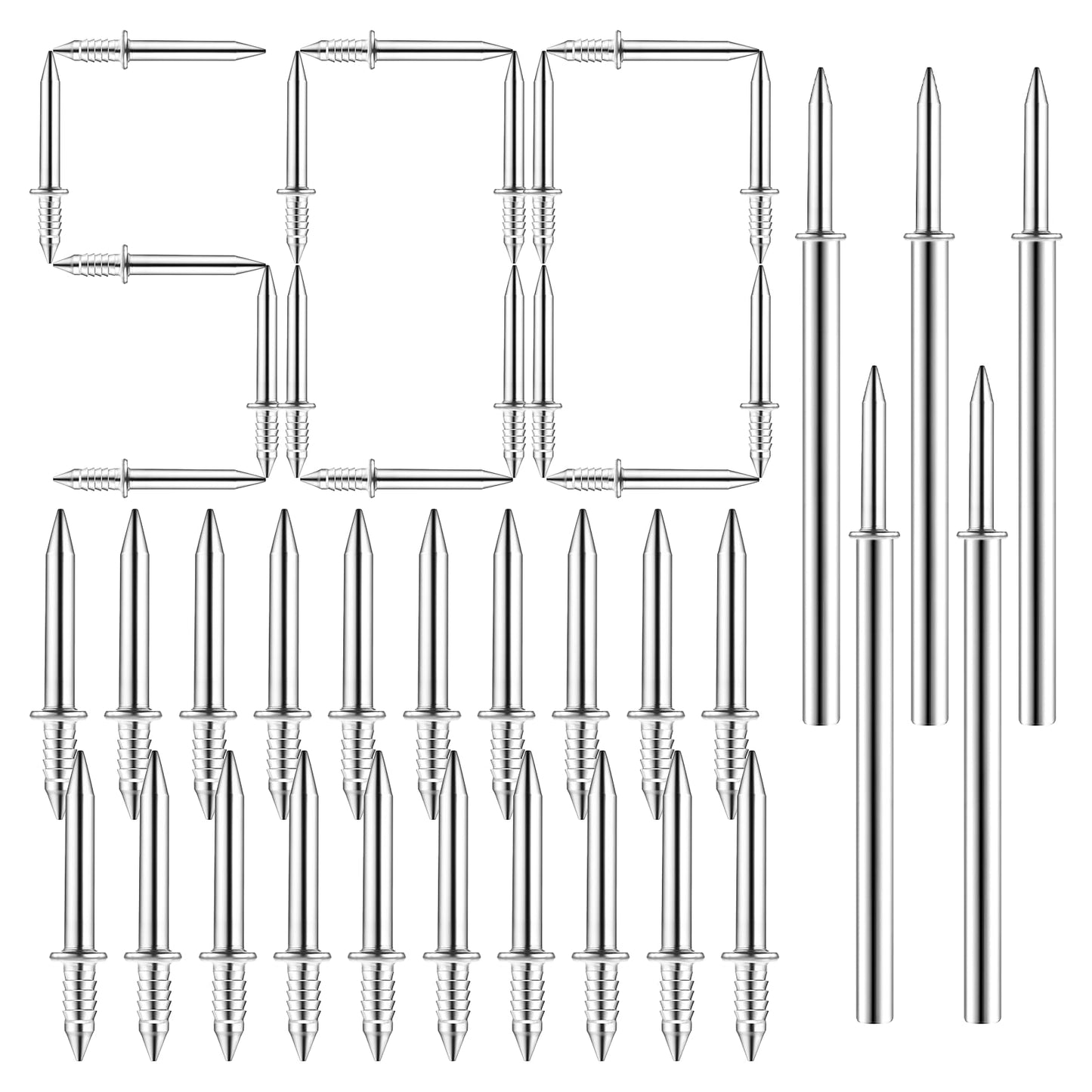 simarro 500 Packs Double-Head Skirting Thread Seamless Nail Bulk, Skirting Line without Marks Nail Invisible Security Screws with 5 Nail Specific Sleeve Tools