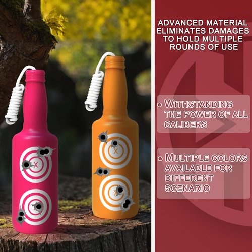 KNINE OUTDOORS Shooting Targets - 6 Pack Plastic Bottles in Bright Colors with Hanging Rope for Airsoft & BB Gun Practice