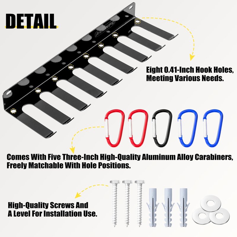 Wall-Mounted Gym Organizer, Barbell Holder Wall Mount, Resistance Band Storage Rack, Home Gym Accessories Holder (3mm)