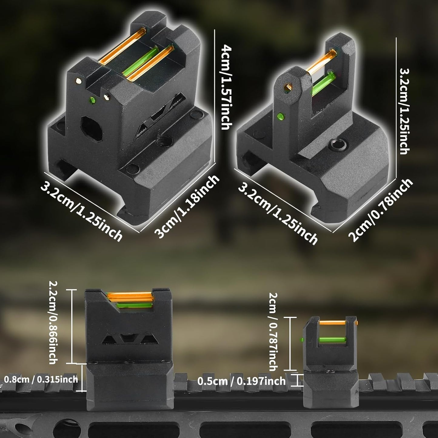 ZBULAR ZR-L3 Fiber Optic Front & Rear Sight - Multiple Aiming Methods for Precision Shooting