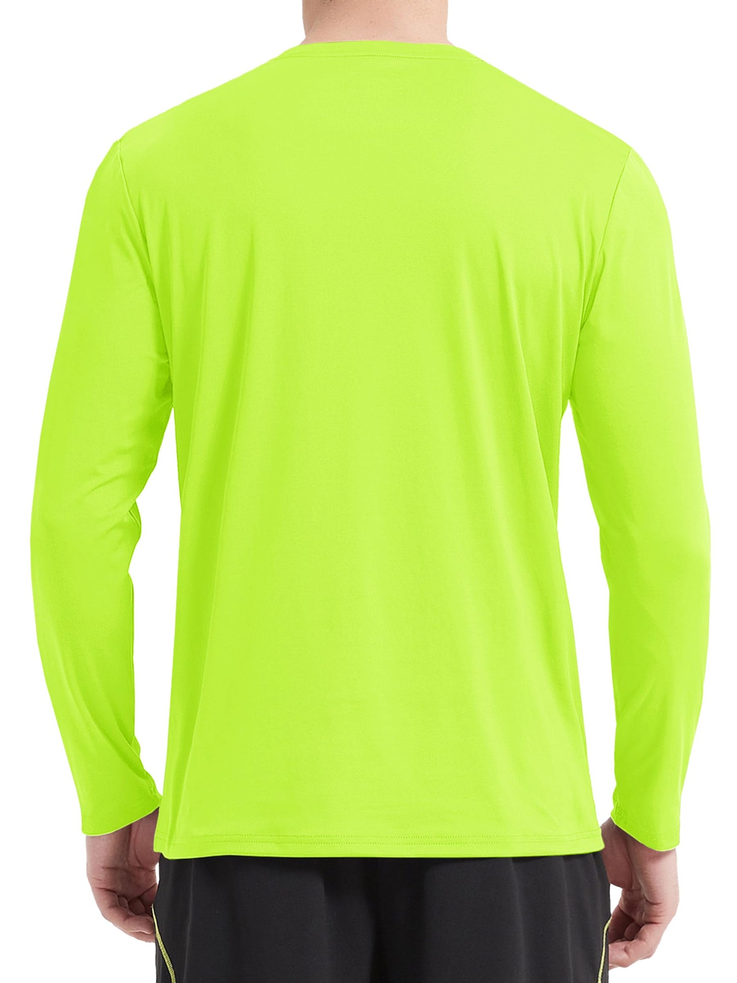 MAGCOMSEN UV Shirts for Men Long Sleeve Summer UPF 50+ Shirts Sun Blocking Outdoor Shirts Moisture Wicking SPF T Shirts Fluorescent Green 2XL