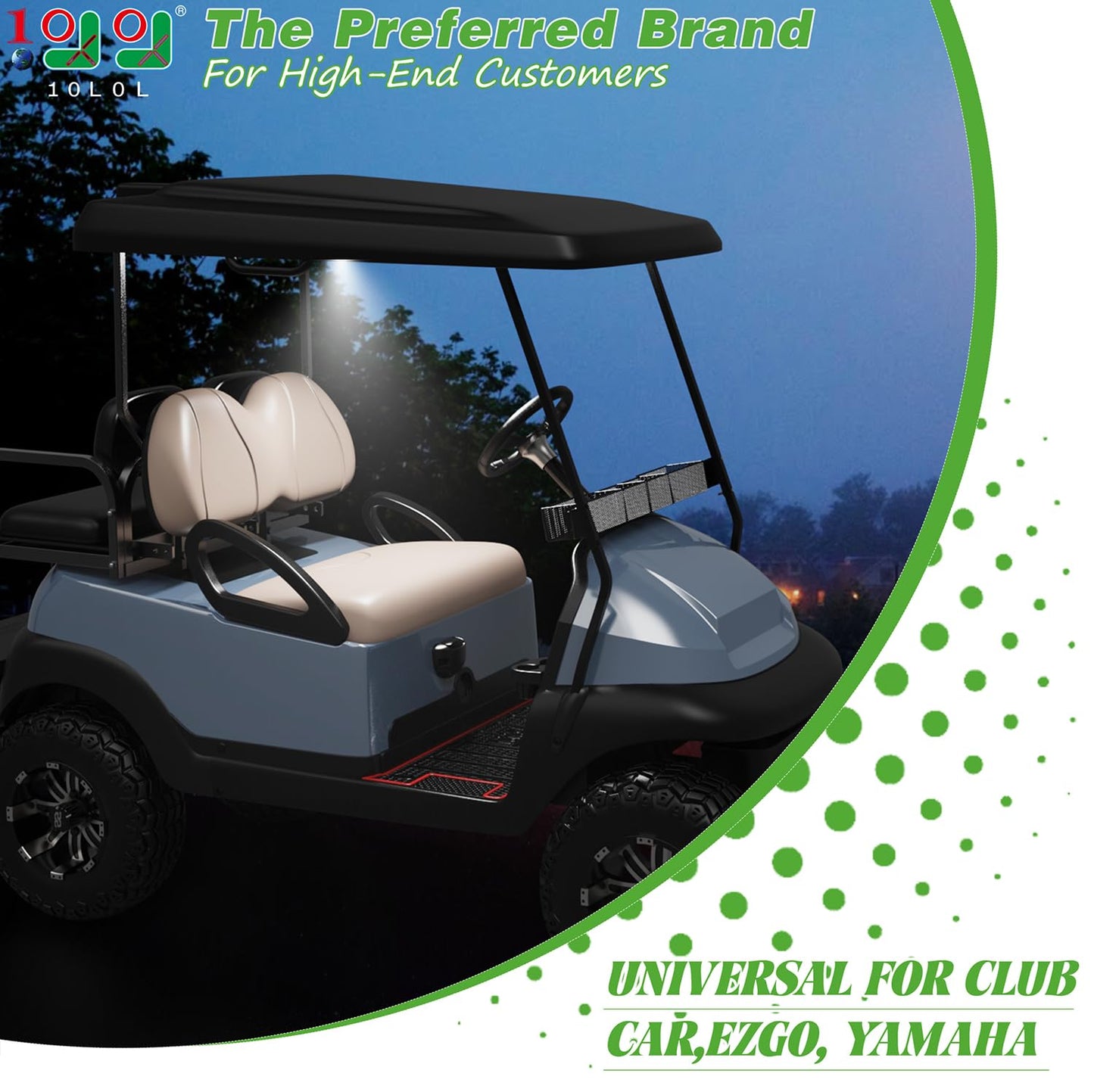 10L0L 2 Pack Universal Golf Cart Dome Light, USB Rechargeable Touch L E D Roof Light for EZGO Club Car Yamaha UTV, Wireless Stick-On Interior Lighting, White